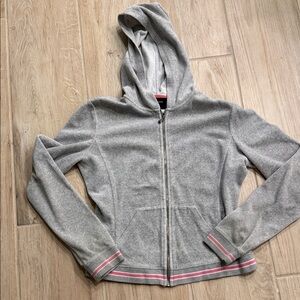 Express Gray Zip-Up Hoodie with Pink Accents